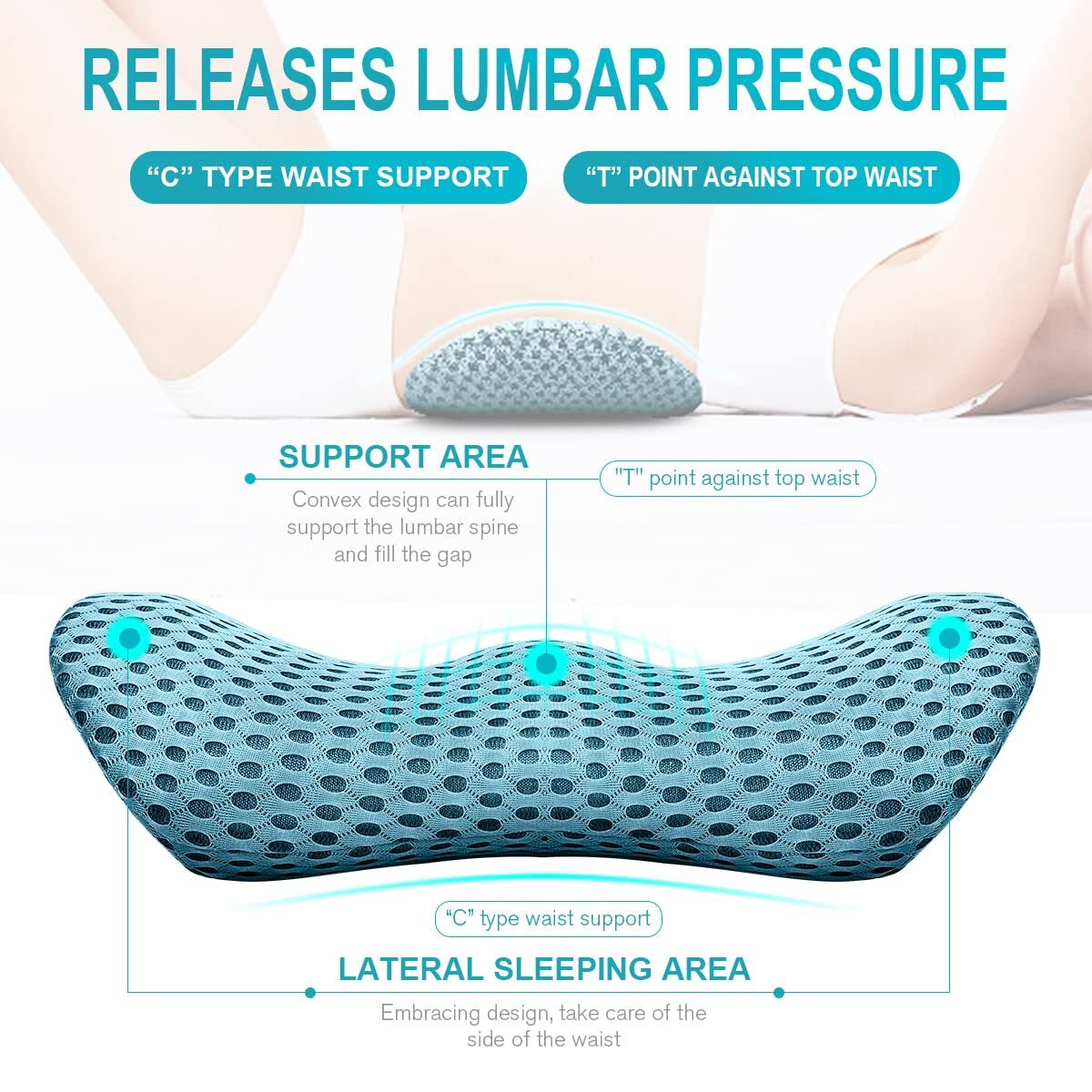 Lumbar Support Pillow Back Support for Office Chair Bed Lower Back Pillow