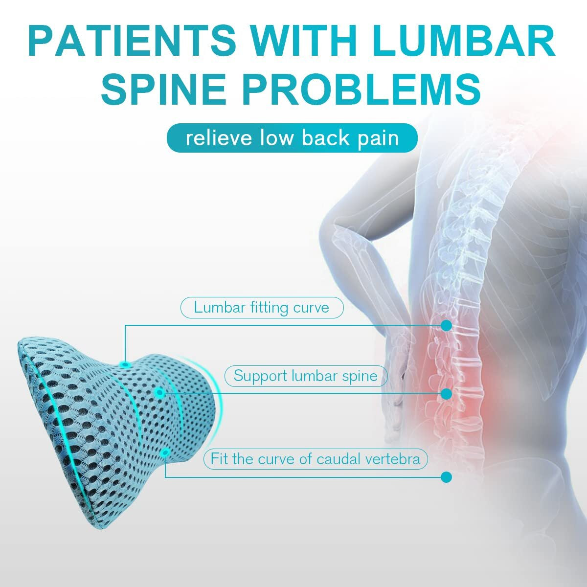 Lumbar Support Pillow Back Support for Office Chair Bed Lower Back Pillow