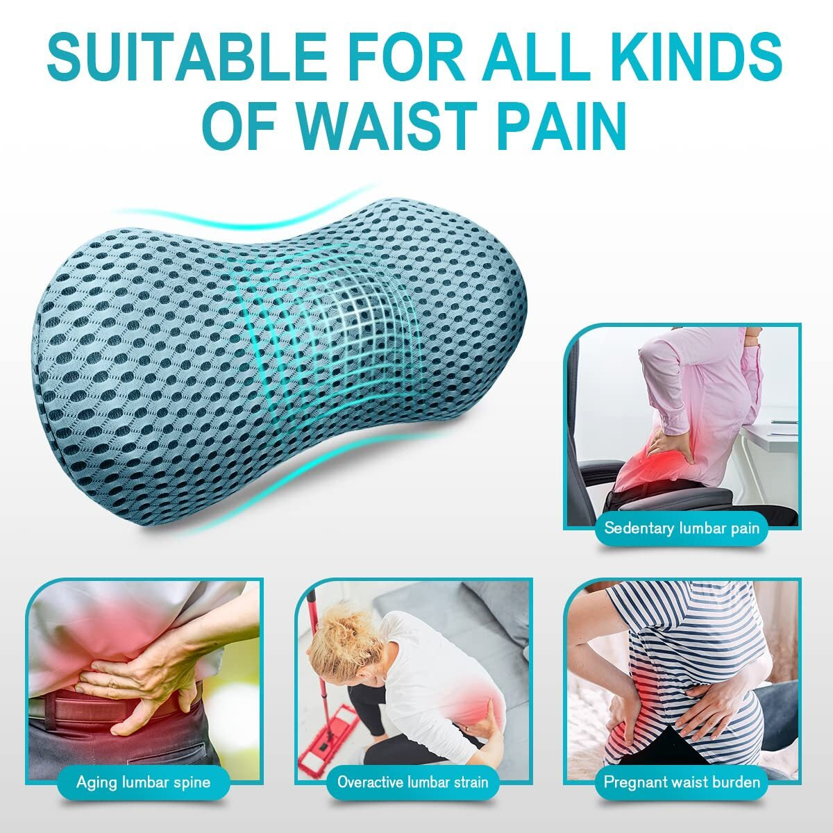 Lumbar Support Pillow Back Support for Office Chair Bed Lower Back Pillow